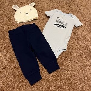 Blue and White Carter’s Easter Bundle Hat and Outfit